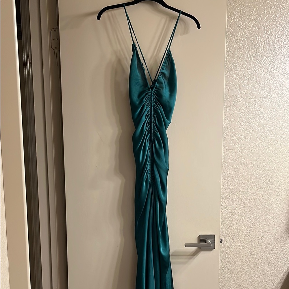 free people Elegant Teal Ruched Gown New without tags